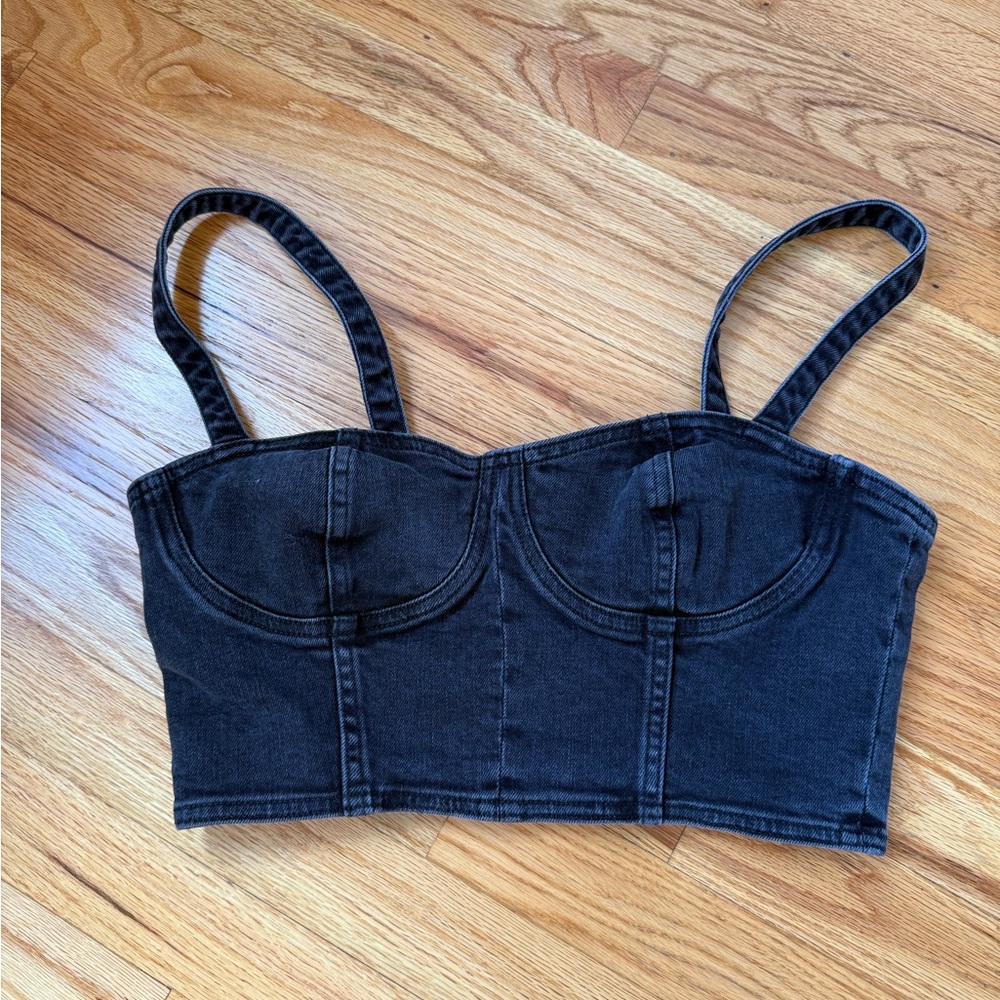 Denim Forum Charcoal Bustier Top